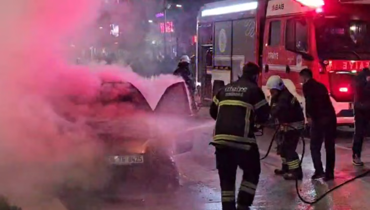 KONTAĞI ÇEVİRİR ÇEVİRMEZ ARAÇ YANMAYA BAŞLADI