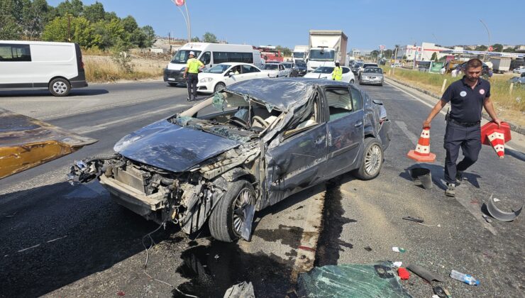 KONTROLDEN ÇIKAN OTOMOBİL, TAKLA ATTI