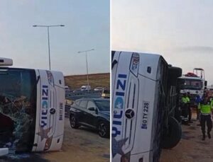 ÇERKEZKÖY’E GELEN YOLCU OTOBÜSÜ KAZA YAPTI