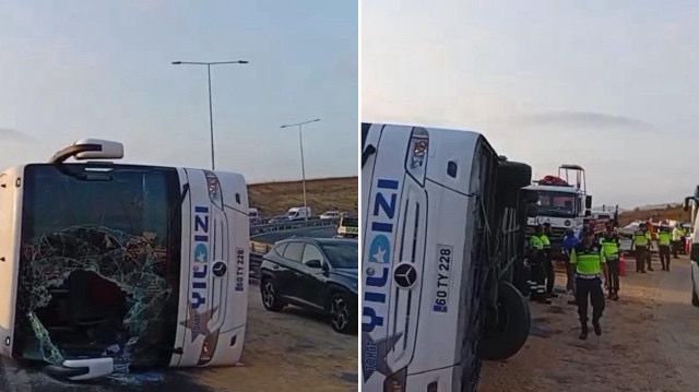 ÇERKEZKÖY’E GELEN YOLCU OTOBÜSÜ KAZA YAPTI